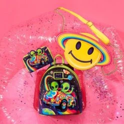 LOUNGEFLY Lisa Frank Yellow Rainbow Ring Saturn Crossbody Bag 9 LOUNGEFLY Lisa Frank Yellow Rainbow Ring Saturn Crossbody Bag -Loungefly LSFTB0005 3