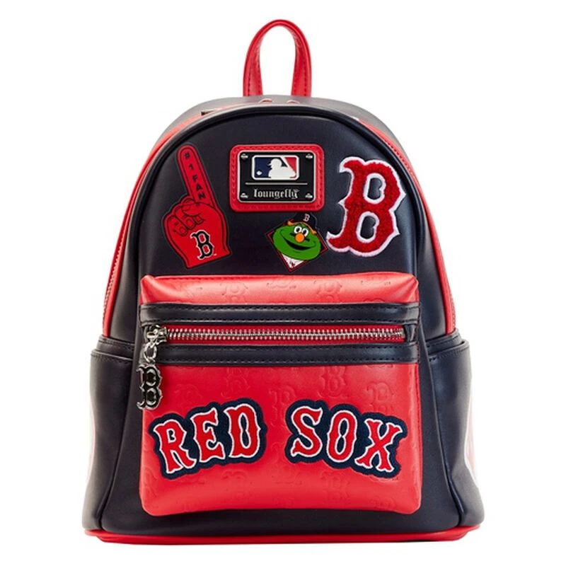 LOUNGEFLY MLB Boston Red Sox Patches Mini Backpack 3 LOUNGEFLY MLB Boston Red Sox Patches Mini Backpack