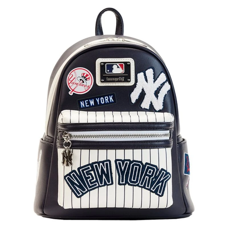 LOUNGEFLY MLB NY Yankees Patches Mini Backpack 3 LOUNGEFLY MLB NY Yankees Patches Mini Backpack