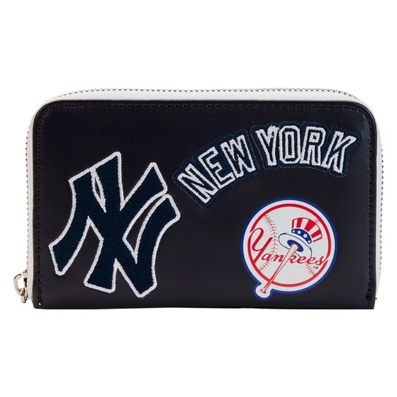 LOUNGEFLY MLB NY Yankees Patches Zip Around Wallet 3 LOUNGEFLY MLB NY Yankees Patches Zip Around Wallet