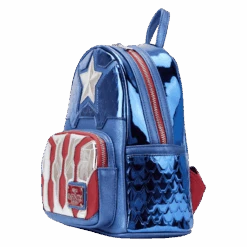 LOUNGEFLY Marvel Metallic Captain America Cosplay Mini Backpack -Loungefly MVBK0276 LFMARVELSHINECAPTAINAMERICAMINIBACKPACK0109SIDE