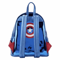 LOUNGEFLY Marvel Metallic Captain America Cosplay Mini Backpack -Loungefly MVBK0276 LFMARVELSHINECAPTAINAMERICAMINIBACKPACK0113BACK