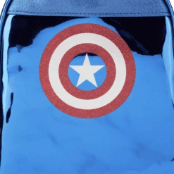 LOUNGEFLY Marvel Metallic Captain America Cosplay Mini Backpack -Loungefly MVBK0276 LFMARVELSHINECAPTAINAMERICAMINIBACKPACK0115DETAIL