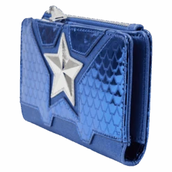 LOUNGEFLY Marvel Metallic Captain America Cosplay Flap Wallet -Loungefly MVWA0197 LFMARVELSHINECAPTAINAMERICAFLAPWALLET0119SIDE
