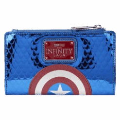 LOUNGEFLY Marvel Metallic Captain America Cosplay Flap Wallet -Loungefly MVWA0197 LFMARVELSHINECAPTAINAMERICAFLAPWALLET0120BACK