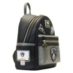 LOUNGEFLY NBA Brooklyn Nets Patch Icons Mini Backpack -Loungefly NBABK0020 LFNBABROOKLYNNETSPATCHSICONSMINIBACKPACK0387SIDE2
