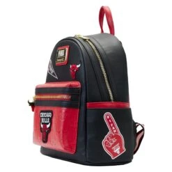 LOUNGEFLY NBA Chicago Bulls Patch Icons Mini Backpack -Loungefly NBABK0021 LFNBACHICAGOBULLSPATCHICONSMINIBACKPACK0508SIDE