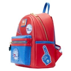 LOUNGEFLY NBA Philadelphia 76ers Patch Icons Mini Backpack -Loungefly NBABK0024 LFNBAPHILADELPHIA76ERSPATCHISONSMINIBACKPACK0459SIDE