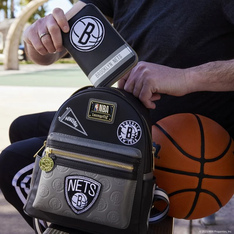 LOUNGEFLY NBA Brooklyn Nets Patch Icons Mini Backpack 4 LOUNGEFLY NBA Brooklyn Nets Patch Icons Mini Backpack - Image 2