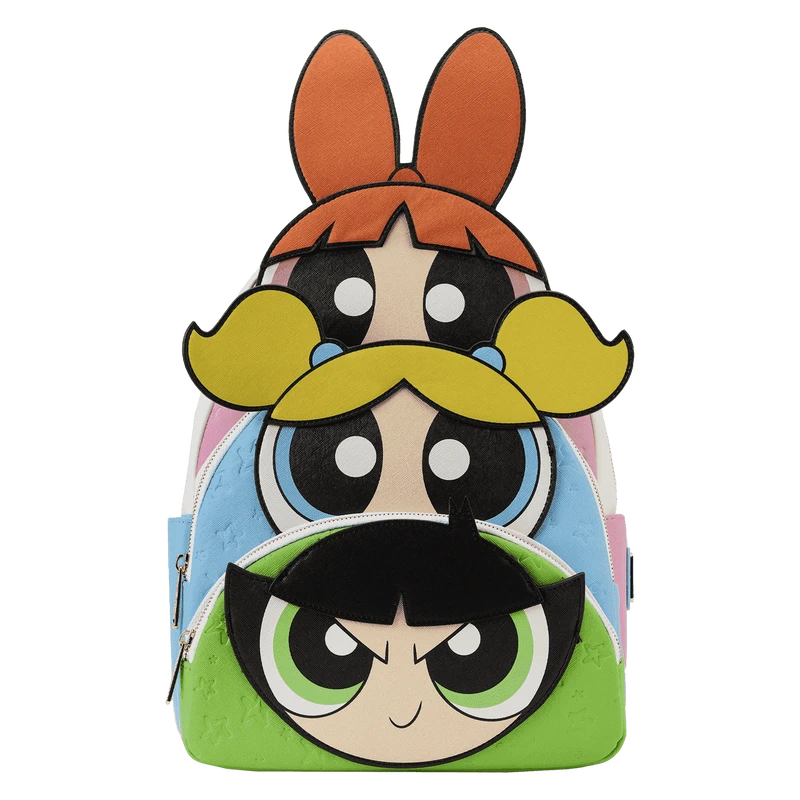 LOUNGEFLY Powerpuff Girls Triple Pocket Backpack 3 LOUNGEFLY Powerpuff Girls Triple Pocket Backpack