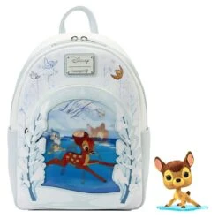 LOUNGEFLY Limited Edition Bundle Exclusive - Bambi On Ice Lenticular Mini Backpack And Pop! Bambi (Flocked)