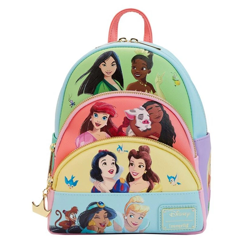 LOUNGEFLY Disney Princess Triple Pocket Mini Backpack 3 LOUNGEFLY Disney Princess Triple Pocket Mini Backpack