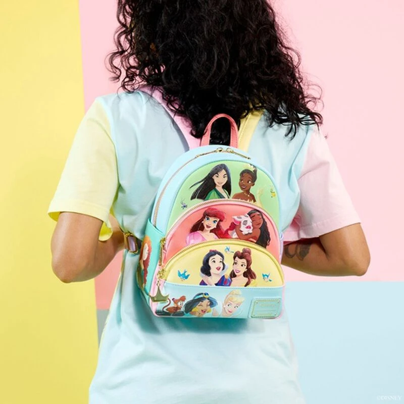 LOUNGEFLY Disney Princess Triple Pocket Mini Backpack 4 LOUNGEFLY Disney Princess Triple Pocket Mini Backpack - Image 2