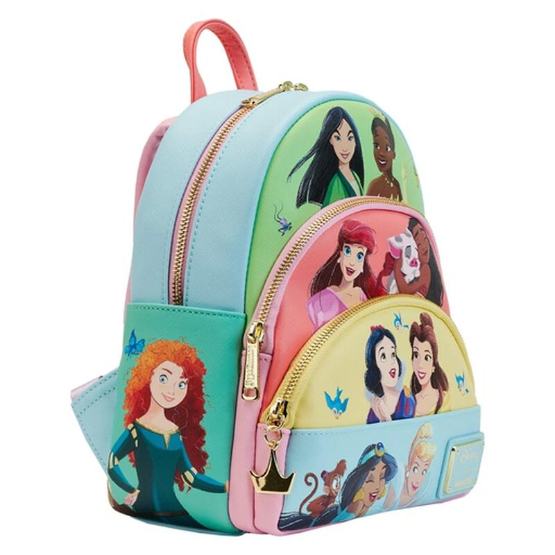 LOUNGEFLY Disney Princess Triple Pocket Mini Backpack 6 LOUNGEFLY Disney Princess Triple Pocket Mini Backpack - Image 4