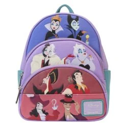 LOUNGEFLY Disney Villains Color Block Triple Pocket Mini Backpack