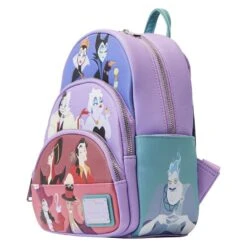 LOUNGEFLY Disney Villains Color Block Triple Pocket Mini Backpack -Loungefly WDBK2977 LFDISNEYVILLAINSCOLORBLOCKTRIPLEPOCKETMINIBACKPACK0572SIDE
