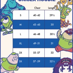 LOUNGEFLY Monsters University Unisex Hoodie -Loungefly WDLFHD002 MonstersUniv Hoodie Size Chart