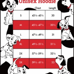 LOUNGEFLY 101 Dalmatians Unisex Hoodie 14 LOUNGEFLY 101 Dalmatians Unisex Hoodie -Loungefly WDLFHD0020 Size20Chart