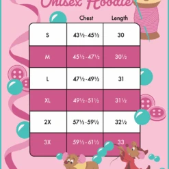 LOUNGEFLY Cinderella Making A Lovely Dress Hoodie -Loungefly WDLFHD0021 Cinderella DressMaker Hoodie Size Chart