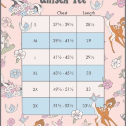 LOUNGEFLY Bambi Springtime Tee -Loungefly WDLFSH0009 Size20Chart