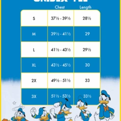 LOUNGEFLY Donald Duck Aw Phooey Tee 15 LOUNGEFLY Donald Duck Aw Phooey Tee -Loungefly WDLFSH0010 UNISEXTEE SIZECHART