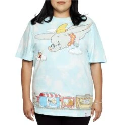 LOUNGEFLY Dumbo Train Cloud Wash Unisex Tee