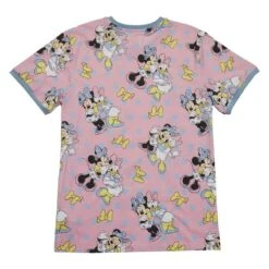 LOUNGEFLY Minnie And Daisy Pastel Polka Dot Unisex Tee -Loungefly WDLFSH0035 LFMINNIEDAISYDOTSUNISEXRINGER2779BACK