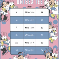 LOUNGEFLY Minnie And Daisy Pastel Polka Dot Unisex Tee -Loungefly WDLFSH0035 Size20Chart