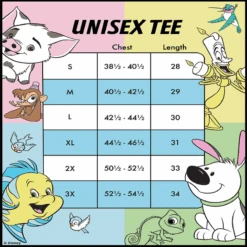 LOUNGEFLY Disney Princess Sidekicks Unisex Tee -Loungefly WDLFSH0038 NEW Sidekicks Unisex Tee Size Chart