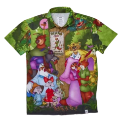 LOUNGEFLY Robin Hood Wanted Poster Unisex Camp Shirt -Loungefly WDLFSH0043 LFDISNEYROBINHOODWANTEDPOSTERUNISEXCAMPSHIRT0515FRONT