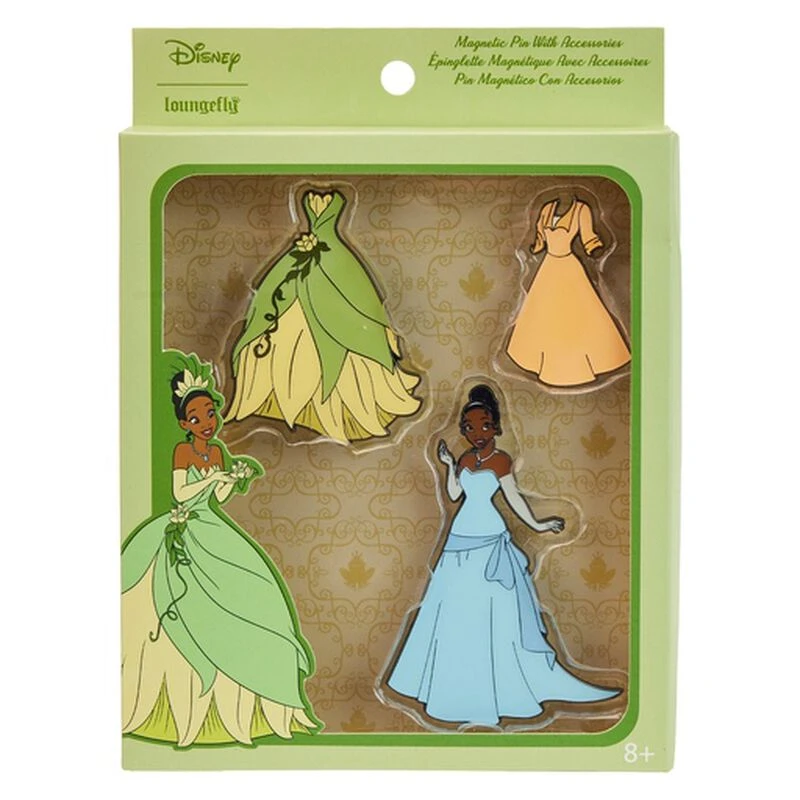 LOUNGEFLY Tiana Paper Doll Magnetic Pin Set 3 LOUNGEFLY Tiana Paper Doll Magnetic Pin Set