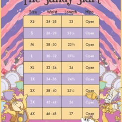 LOUNGEFLY Stitch Shoppe Beauty And The Beast Be Our Guest Sandy Skirt -Loungefly WDSSST0021BATBSANDYSKIRT SIZECHART8X10