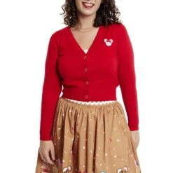 LOUNGEFLY Stitch Shoppe Disney Gingerbread Friends Alexa Cropped Cardigan Sweater