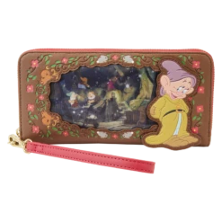 LOUNGEFLY Snow White Lenticular Princess Series Zip Around Wristlet Wallet